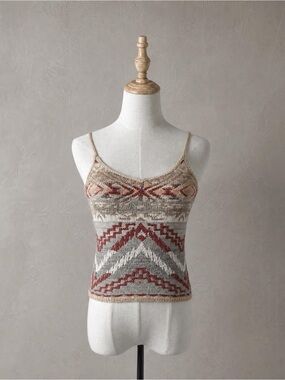 Ralph Lauren Blue Label Vintage Hand-Knit Linen Tank Sedona Sunset | S